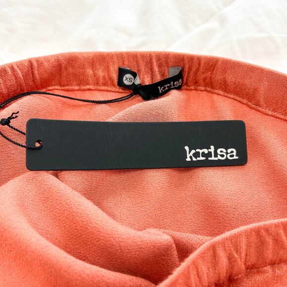 NWT REVOLVE Krisa Bias Twist Satin Midi Skirt Size XS Rust Shimmer Orange - Picture 6 of 7